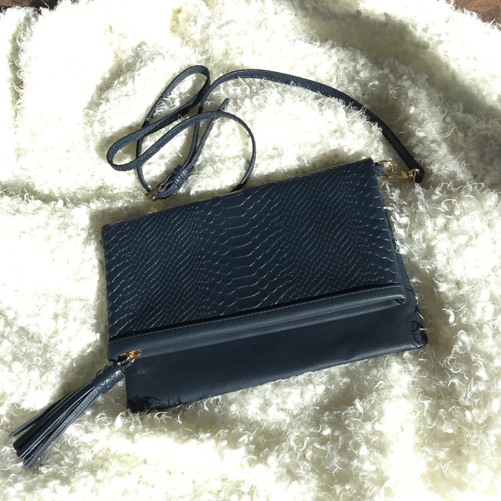 Gigi New York Fold Over Clutch - Navy
